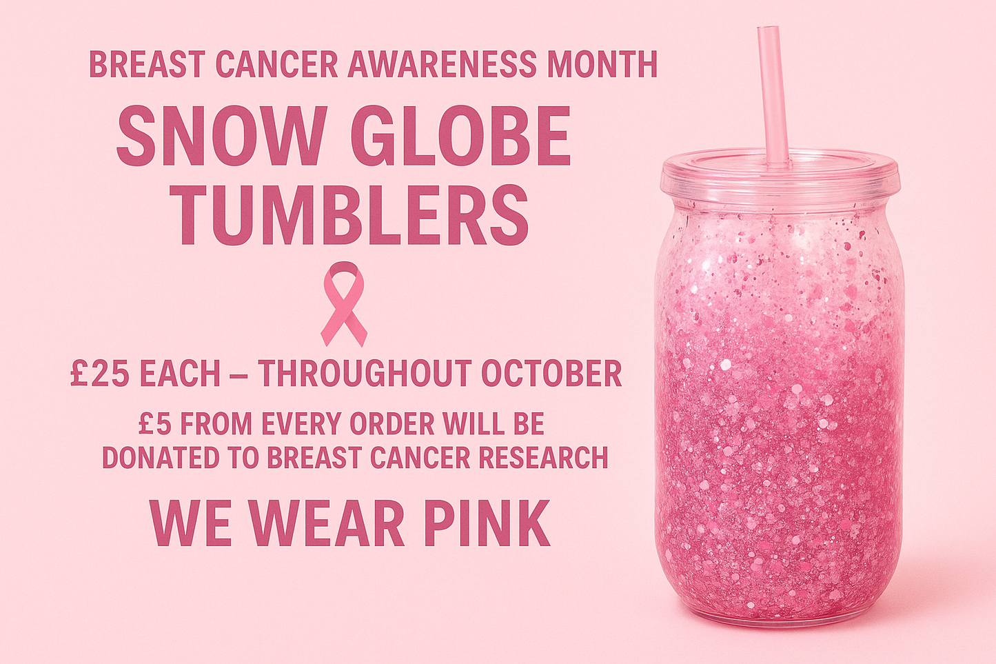 🎀 Limited Edition – Breast Cancer Awareness Snow Globe Tumblers 🎀