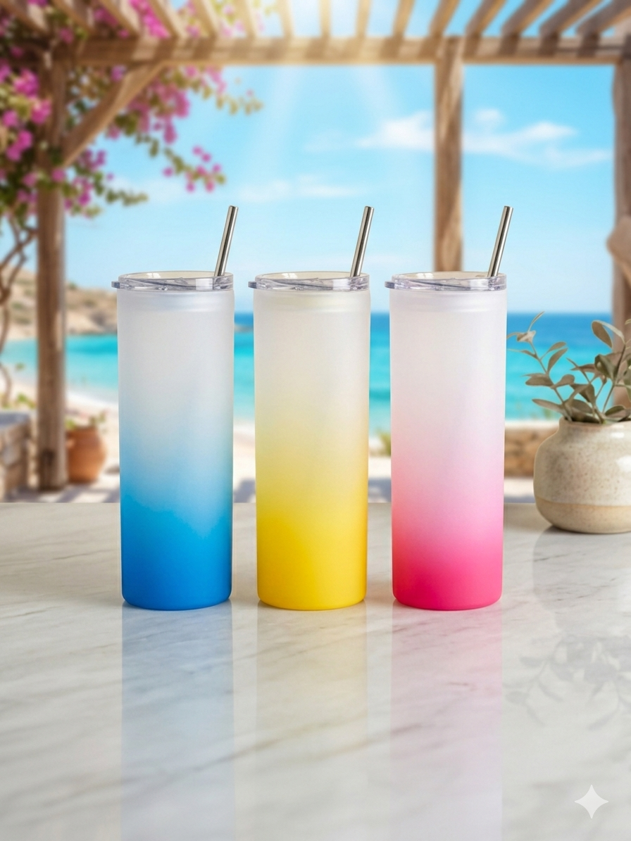 Ombre Frosted 750ml Sublimation Tumbler Glass
