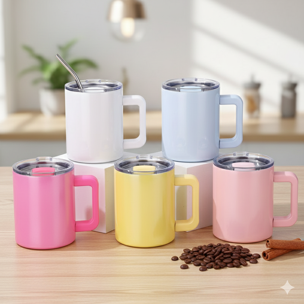 12oz Sublimation Travel Mug with Stainless Steel Straw