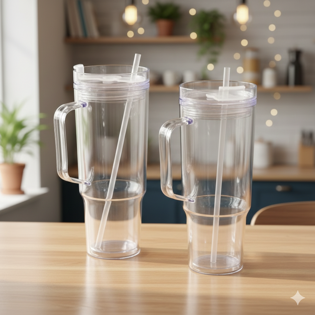 NEW — Clear Handle Tumbler with Straw (40oz)