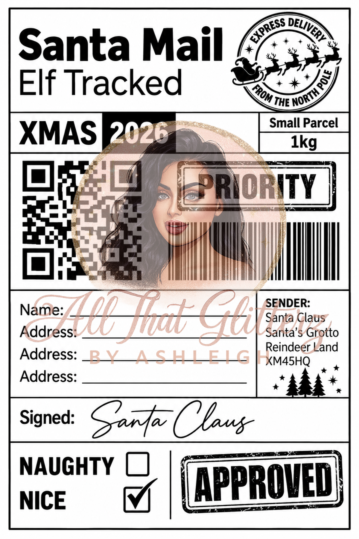 6x4 Santa's Labels x 5pc