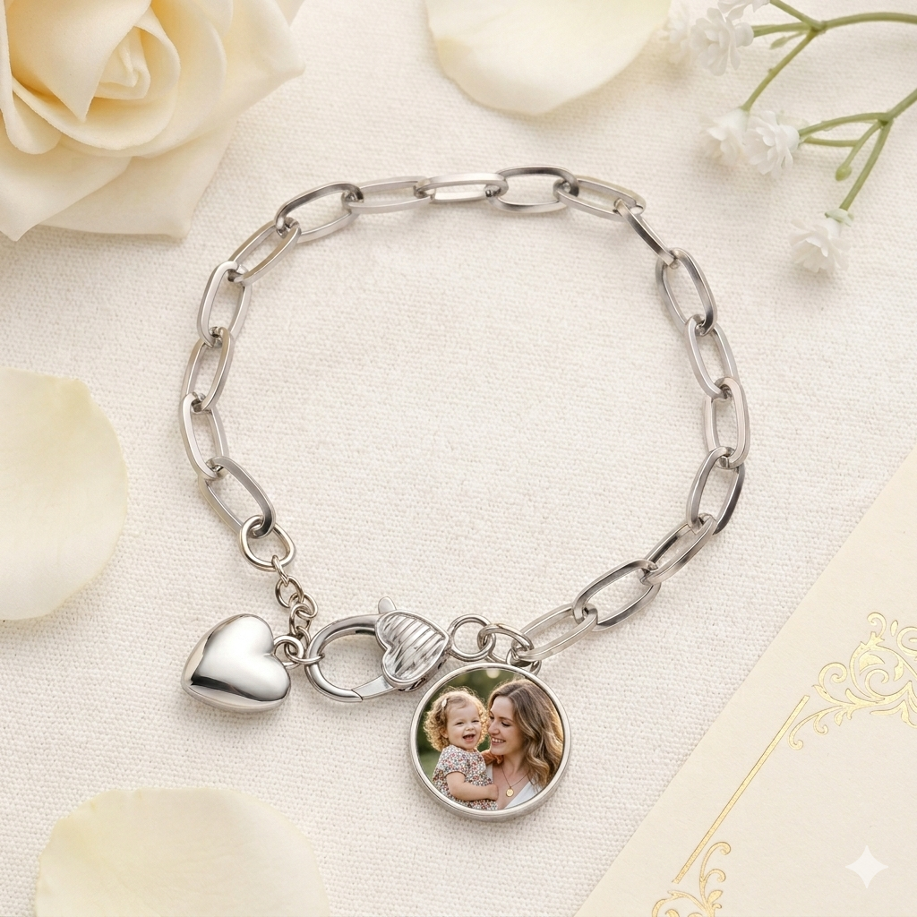 Sublimation Chain Heart Bracelet